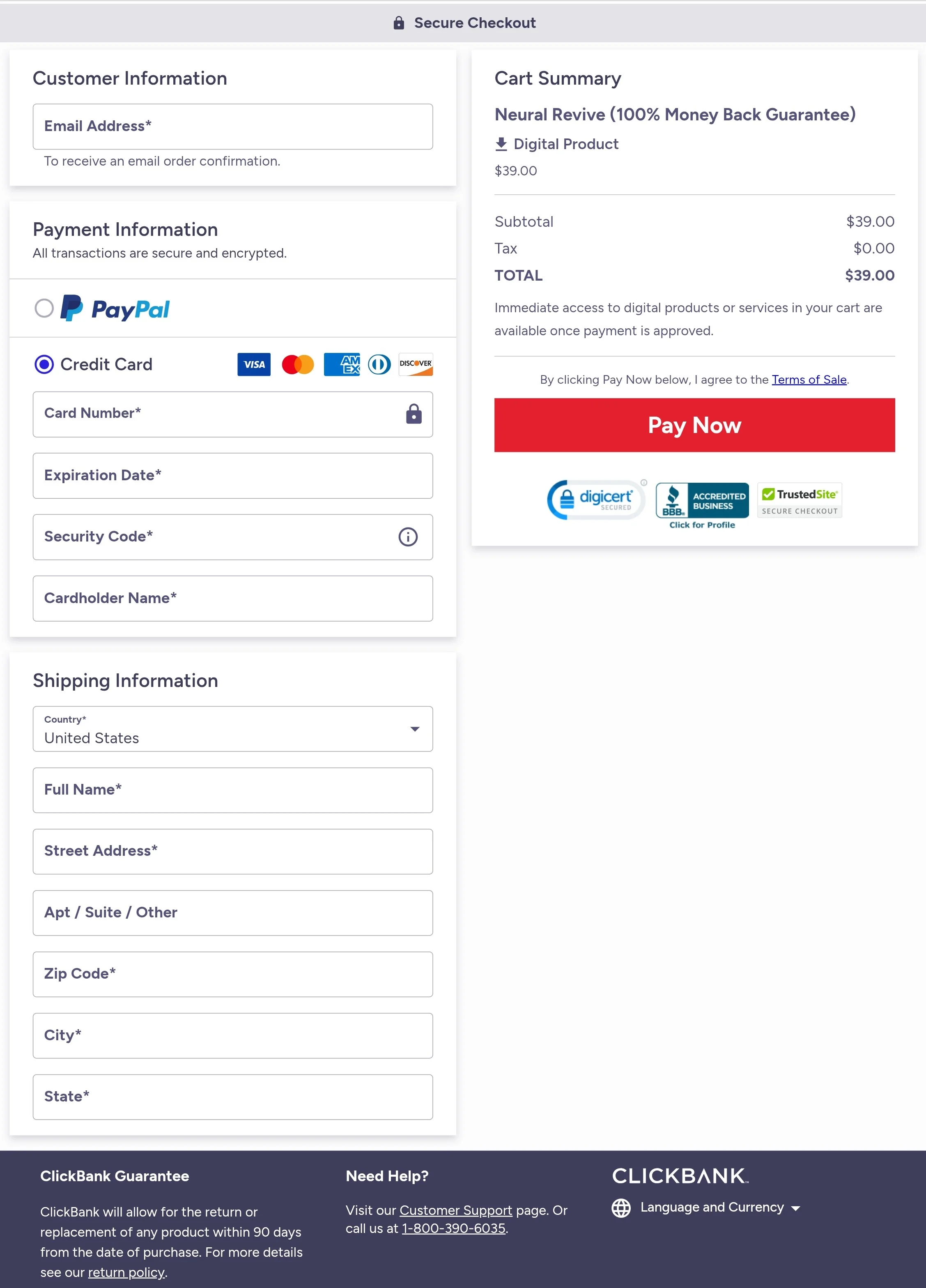 Neural Revive order form